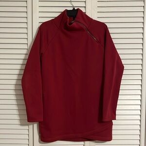 Athleta Maroon Burgundy Oversized Mock Turtleneck Tunic Fleece lined Small